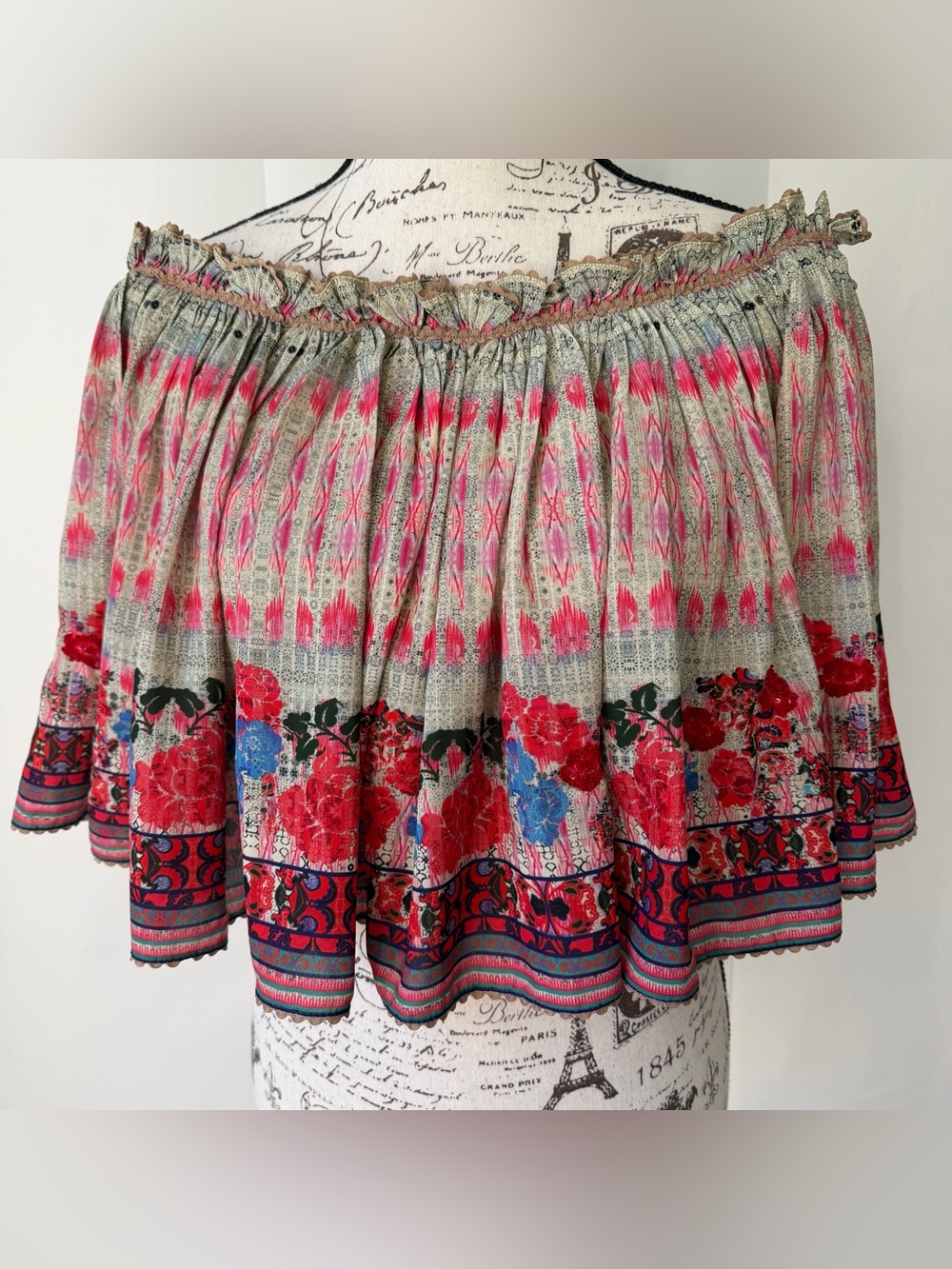 Boho Floral Tiered Mini Shirt  - Pink Floral